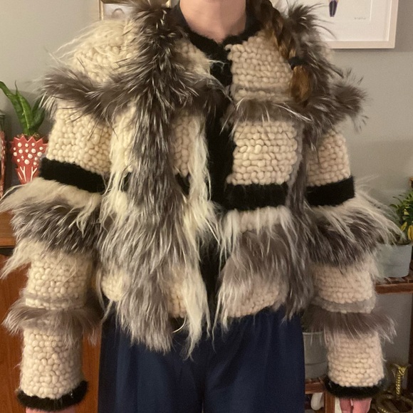 Vintage Adam Jones Paris Runway Wool And Fur Jacket - Rare Luxury! - Picture 15 of 16